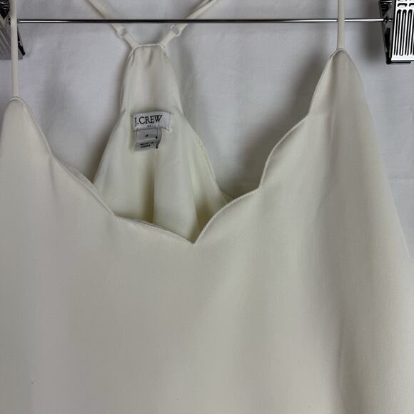 J. Crew Women's Scalloped Razorback Cami Cream‎ Size 6 Lined - Picture 3 of 9